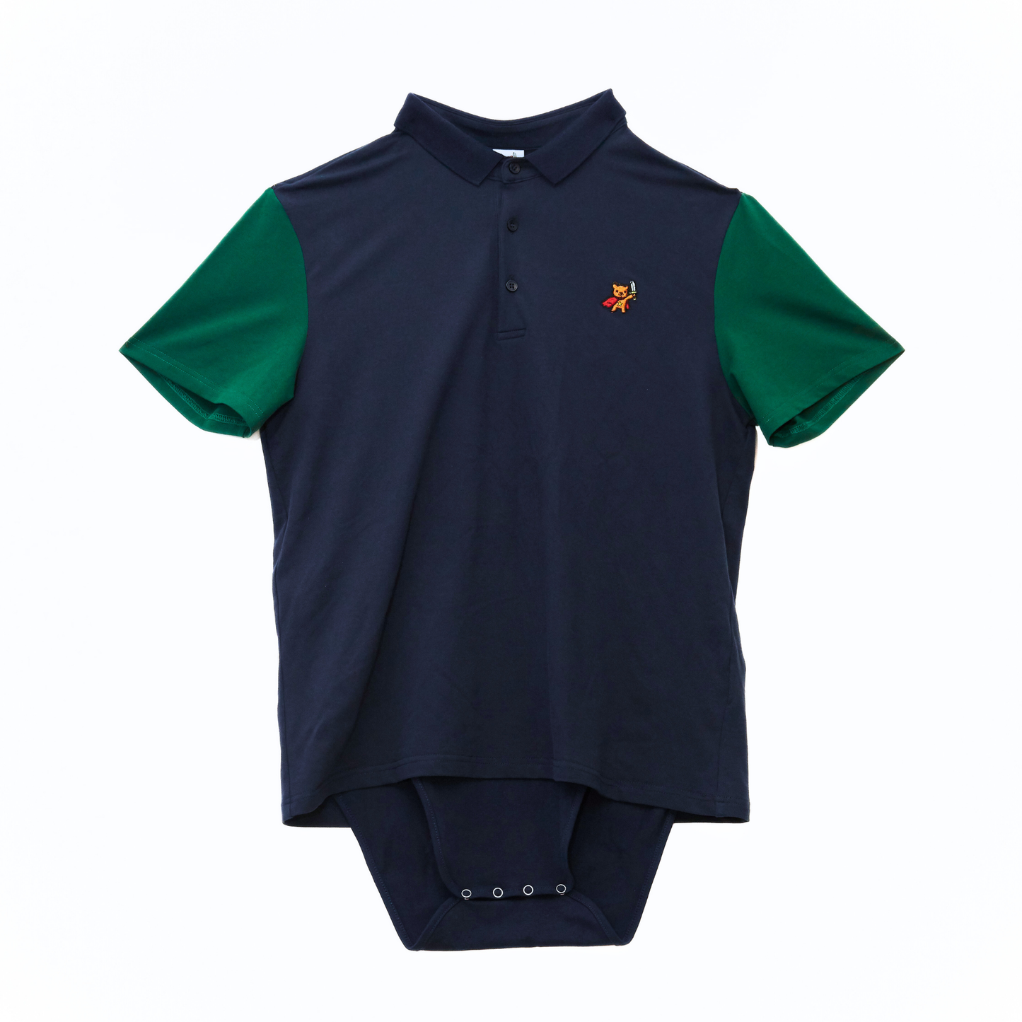 Teddy Navy Polo Snapsuit