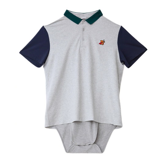 Teddy Grey Polo Snapsuit