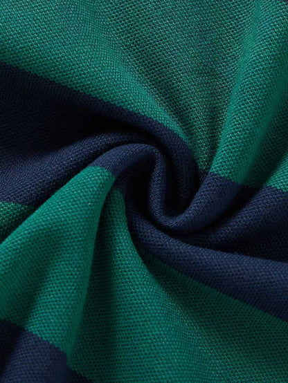 Teddy Navy/Green Striped Polo Snapsuit